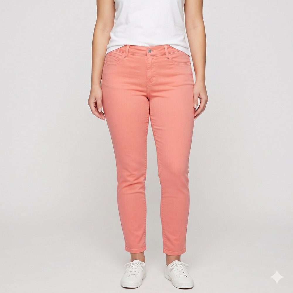 NYDJ Alina Convertible Ankle Jeans Women's 10 Coral Pink Lift‎ Tuck Stretch EUC